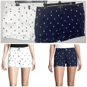 GUC 2 Identical Style Wallflower Shorty Shorts Sailboats & Anchors Sz. 13